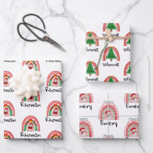 Niños Navidades personalizados envolviendo hojas d