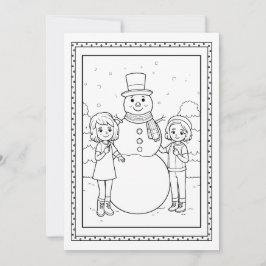 Niños Navidades Snowman colorean tarjeta plana de