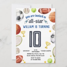 niños niños azul juego Deportes Novena Invitación