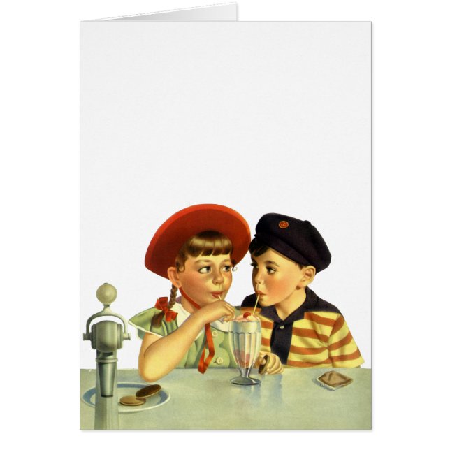 Niños, niños y Chicas de la época compartiendo una (Frente)