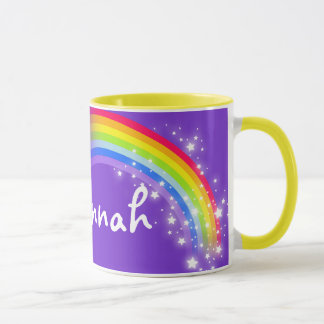 Niños nombrados arco iris taza roja púrpura