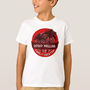 Niños palmeras rojas camiseta de nombre de costumb