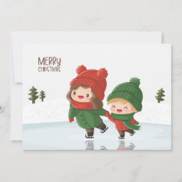 Niños patinando sobre hielo en Navidad