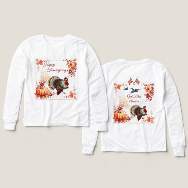 Niños patriotas turcos de acción de gracias (Diseño frontal y trasero)