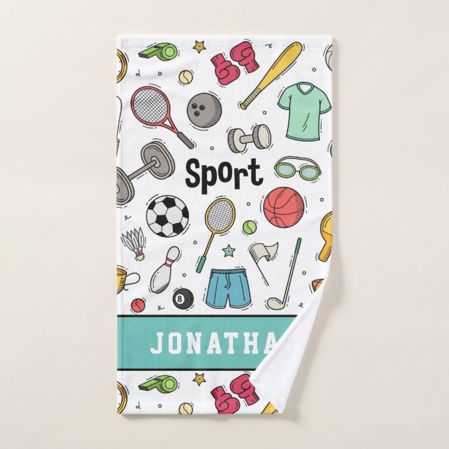 Niños Patrón Deportivo Niños Nombre Diversión Atlé (Toalla de mano)