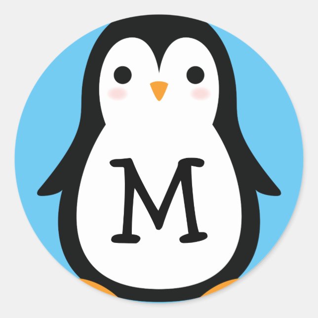 Niños Pegatinas del Monograma Pingüino Cute (Anverso)