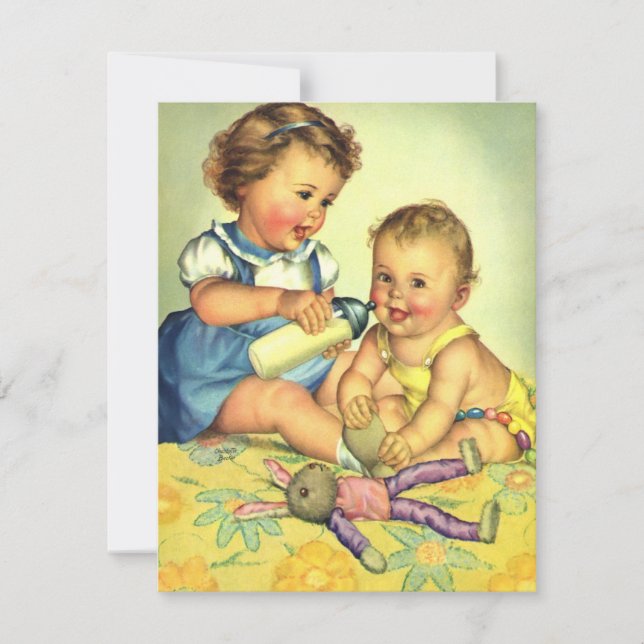 Niños Pequeños Vintage Lindos, Invitación a Fiesta (Anverso)
