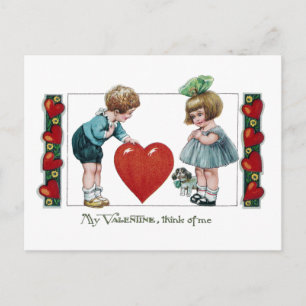 Niños, perro y tarjeta del día de San Valentín