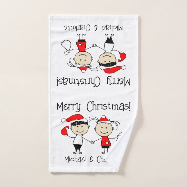 Niños personalizables y Navidades de parejas de ad (Toalla de mano)