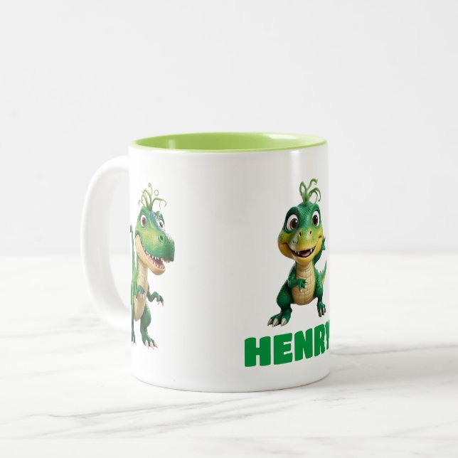 Niños personalizados adoran la taza de dinosaurios (Anverso izquierdo)