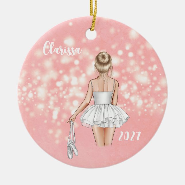 Niños personalizados Ballerina Ornamento de Navida (Frente)
