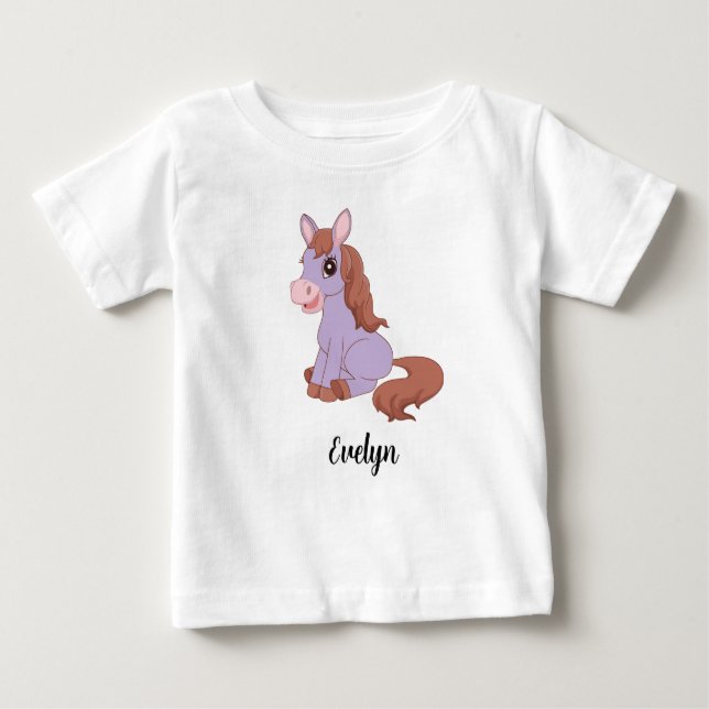 Niños personalizados Chicas de caballos Camiseta b (Anverso)