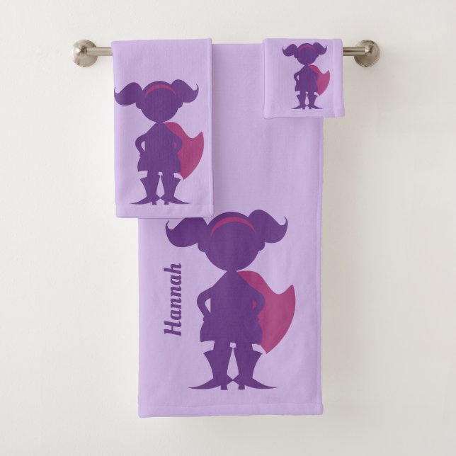 Niños personalizados silueta púrpura del super (In situ)