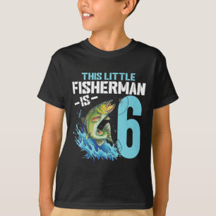Niños pescando Camisa de Cumpleaños Niño de 6 años