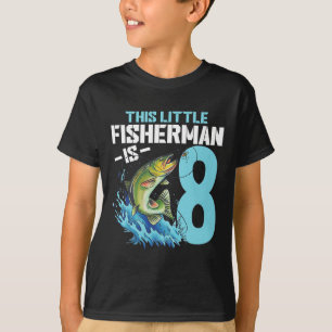 Niños pescando Camisa de Cumpleaños Niño de 8 años