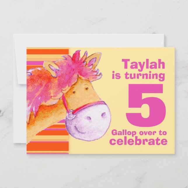 Niños pony trekking Invitación al cumpleaños 5 (Anverso)