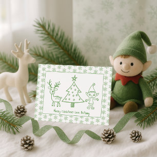 Niños Purpurina Verde Crítica Arte Feliz Navidad