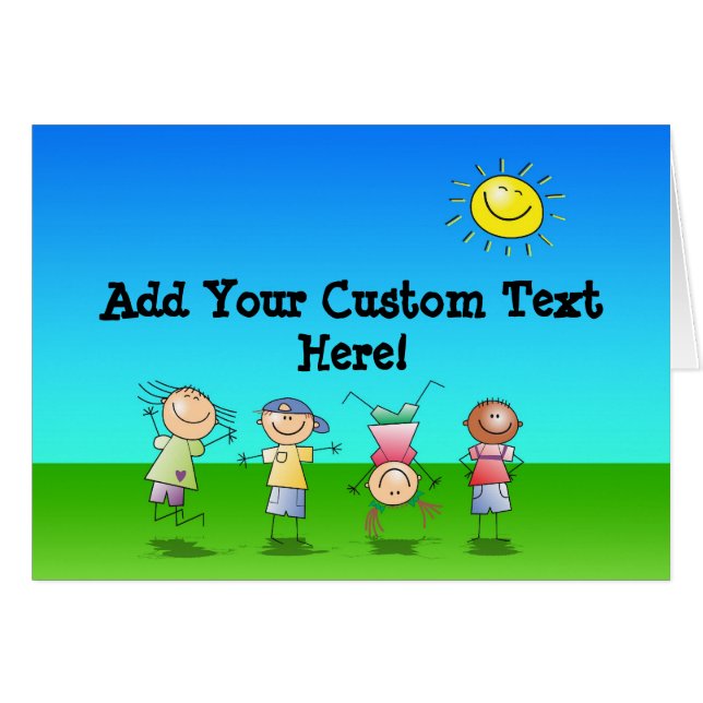 Niños que juegan al aire libre en un día soleado (Anverso (Horizontal))