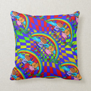 Niños que pescan las almohadas coloridas del sitio