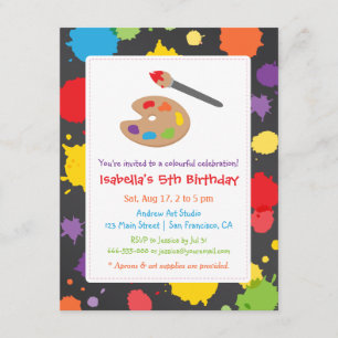 Niños que pintan invitaciones del fiesta de la