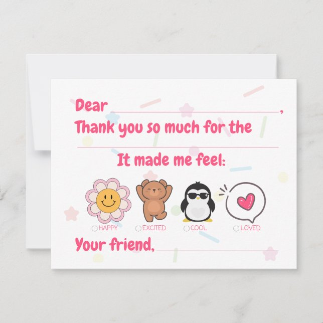 Niños Rellenar Tarjeta De Gracias (Anverso)