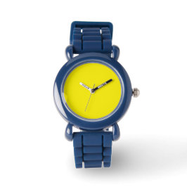 Niños Reloj Amarillo Cara Doble Pulsera Cuero