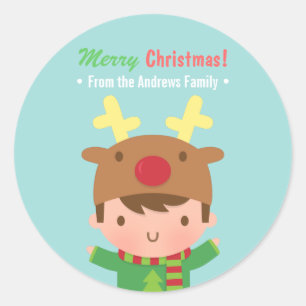 Niños renos Navidades decoran Pegatinas