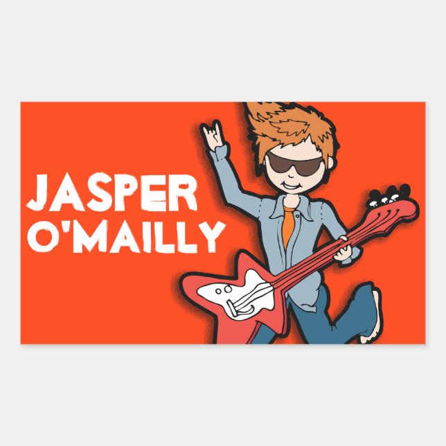 Niños rockstar nombre naranja id etiqueta pegatina (Anverso)