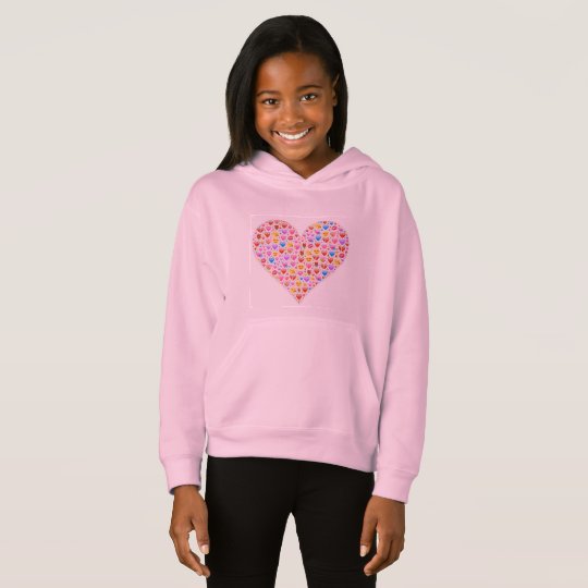 NIÑOS rosados del corazón de Emoji de la sudadera