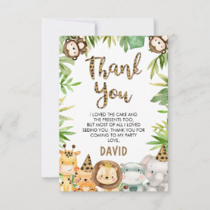 Niños Safari Animales Cumpleaños Tarjeta de agrade