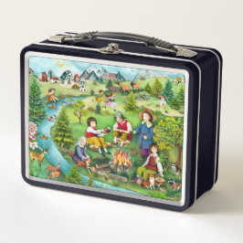 Niños sentados alrededor de una fogata