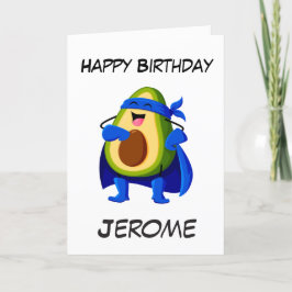 Niños superhéroes de aguacate tarjetas de cumpleañ