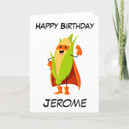 Niños superhéroes de maíz tarjetas de cumpleaños d