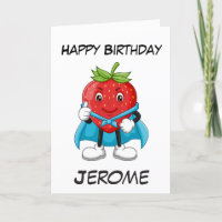 Niños superhéroes de Strawberry tarjetas de cumple
