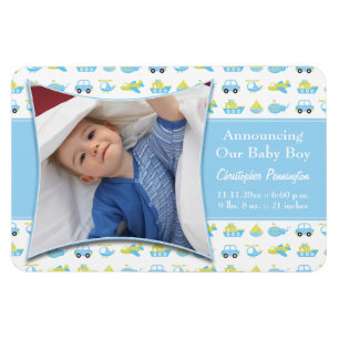 Niños tiempo de viaje azul imán de invitación de b