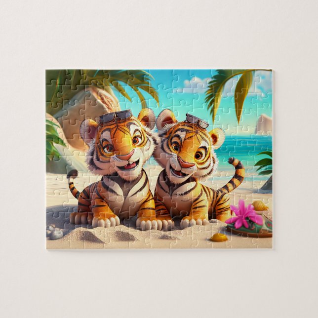 Niños Tigres Cubs Rompecabezas - Tropical (Horizontal)