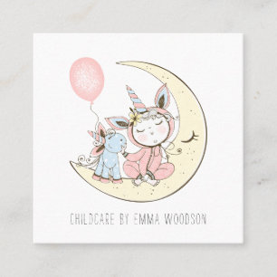 Niños Unicornios Y Tarjeta De Negocios Moon