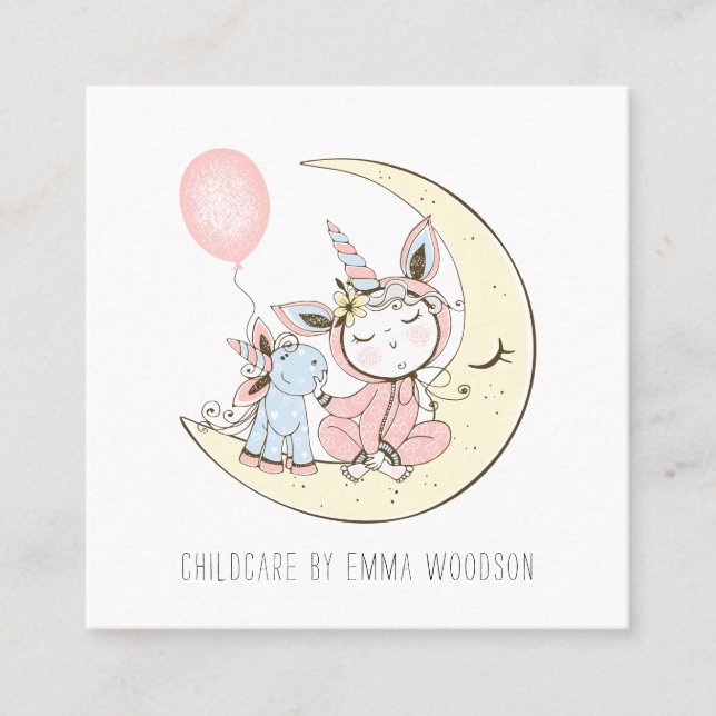 Niños Unicornios Y Tarjeta De Negocios Moon (Anverso)