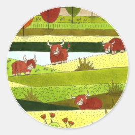 Niños Vacas de la región montañosa caen en Sellos