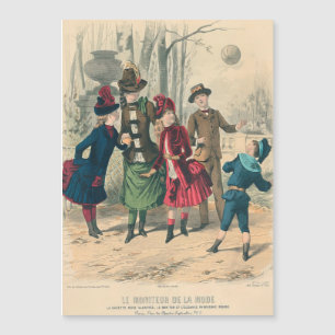 Niños Victorianos Antiguos Juegan con Pelota 1880