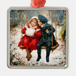 Niños victorianos de época en ornamento de siembra