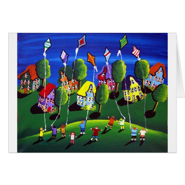 Niños volando cometas folclóricas (Anverso (Horizontal))