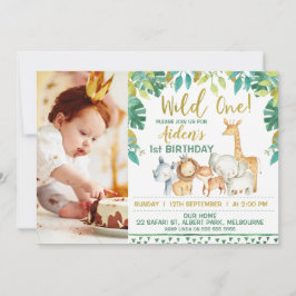 Niños Wild One Safari Foto Invitación al primer cu
