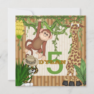 Niños y Chicas jungla Safari Invitación al cumplea