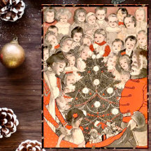 Niños y Santa, una Navidad vintage