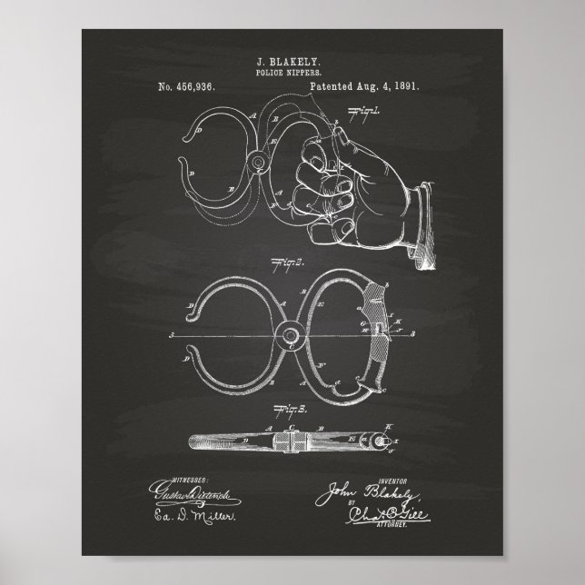 Nippers policiales 1891 Patentes de arte - Chalkbo (Frente)