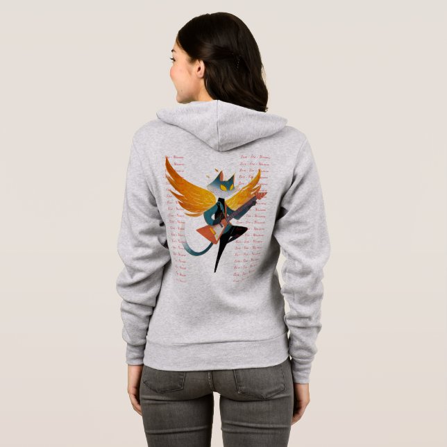 Nirvana Cat con Guitarra y Alas – Sudadera con Cap (Reverso completo)
