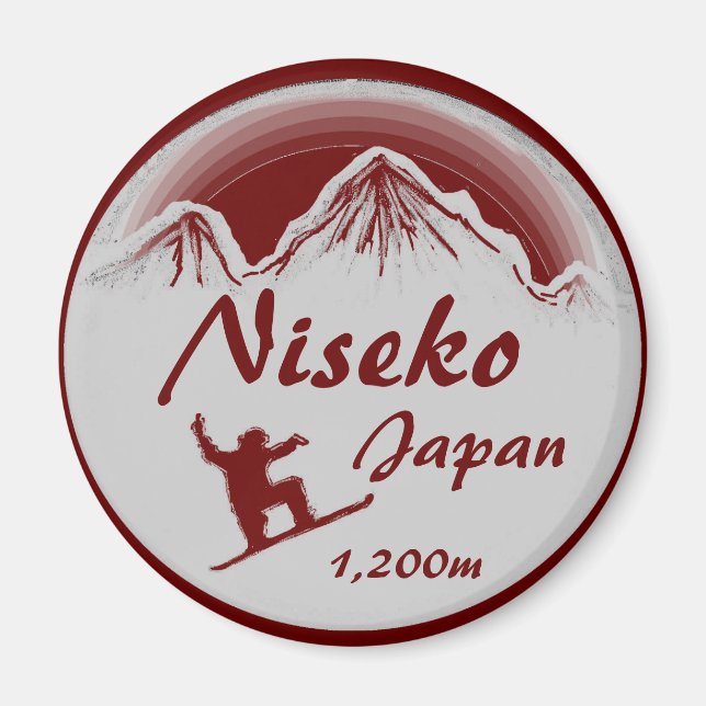 Niseko Japón imán de recuerdo de arte de snowboard (Frente)