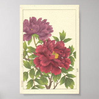 Nishimura Hodo Peonía Flores Japoneses Arte Fino