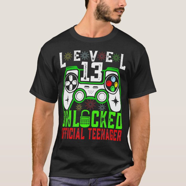 nivel 13 camiseta de cumpleaños desbloqueada Gamer (Anverso)
